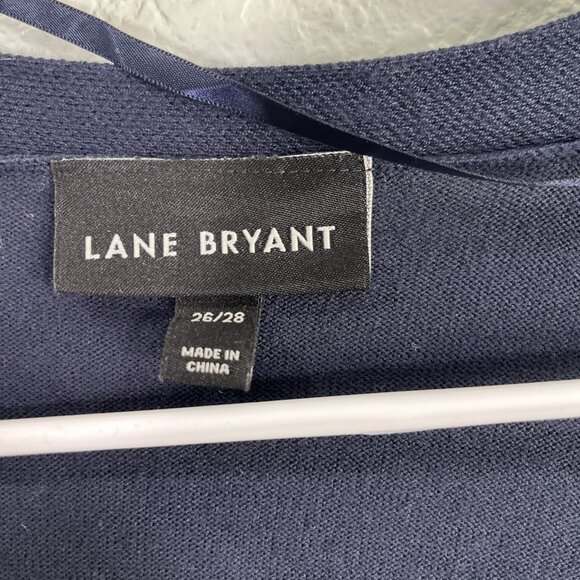 Lane Bryant Open Front Cardigan Womens Sz 26/28 Navy Drape Ribbed Preppy Career - Picture 2 of 6